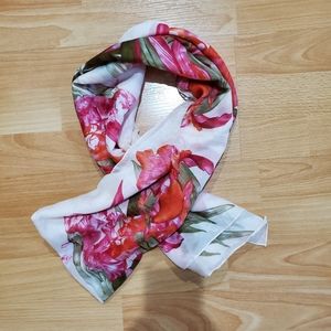 H&M floral pink green scarf lightweight
